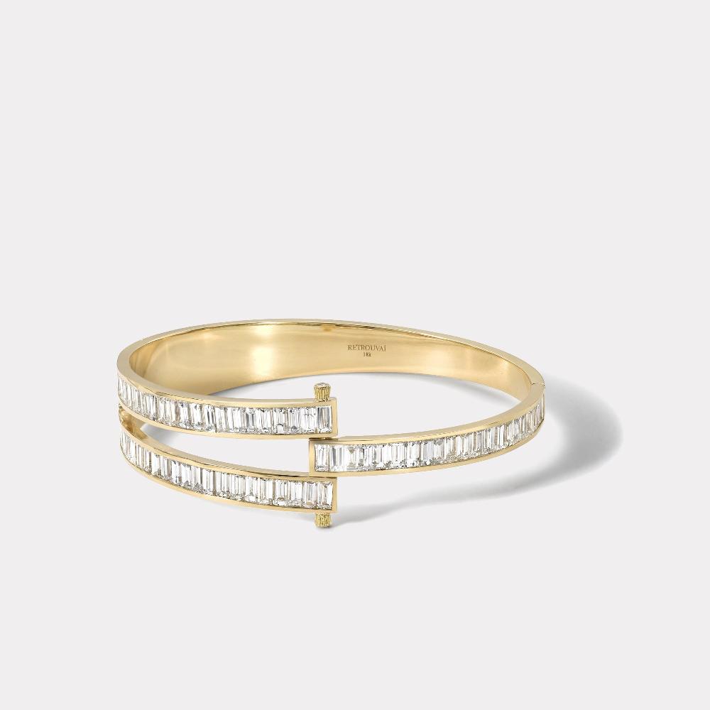 retrouvai Godmother Magna Bracelet with White Baguette Cut Diamonds