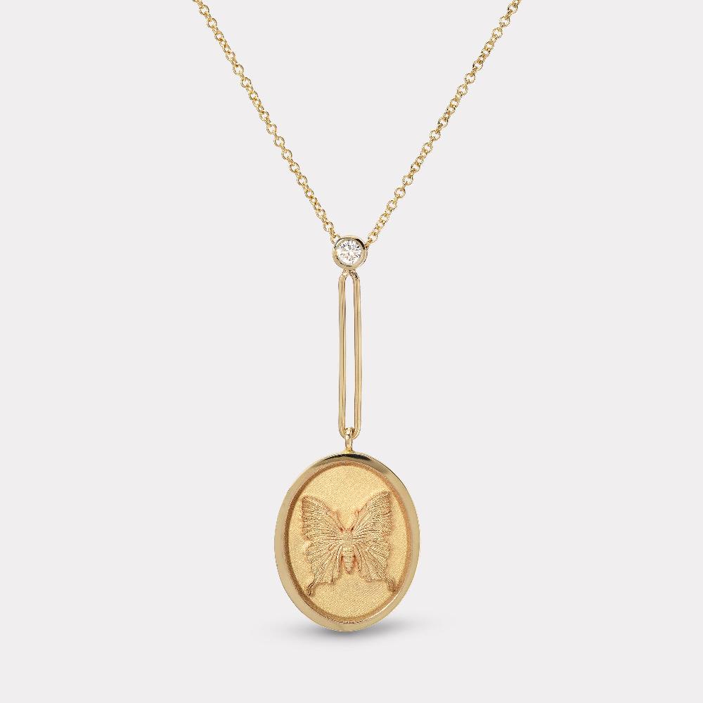 retrouvai Grandfather Fantasy Signet Pendant Necklace - Butterfly