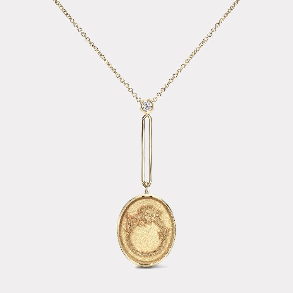 retrouvai Grandfather Fantasy Signet Pendant Necklace - Ouroboros