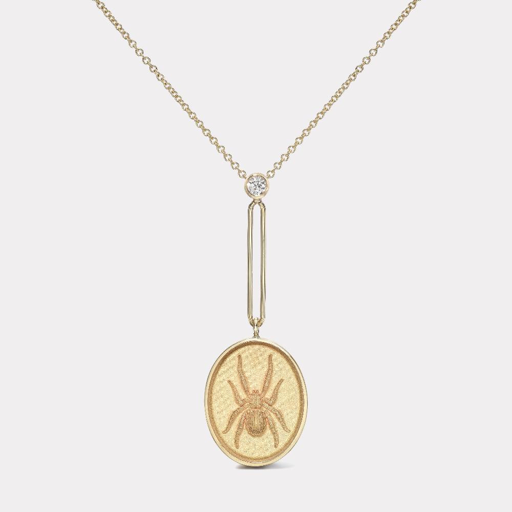 retrouvai Grandfather Fantasy Signet Pendant Necklace - Spider