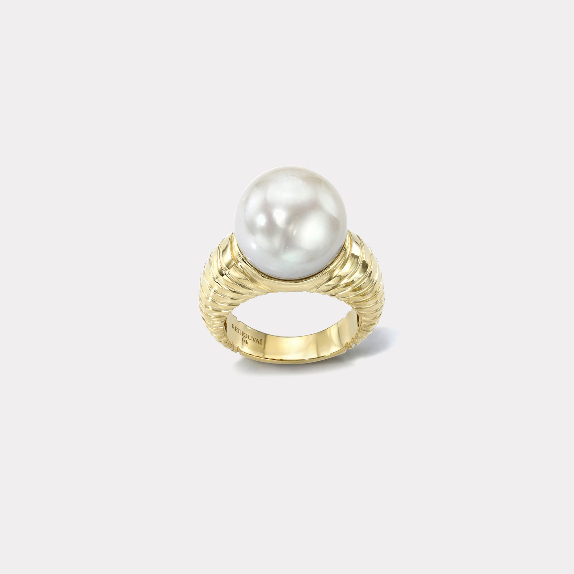 retrouvai Grandfather South Sea Pearl Modern Love Ring