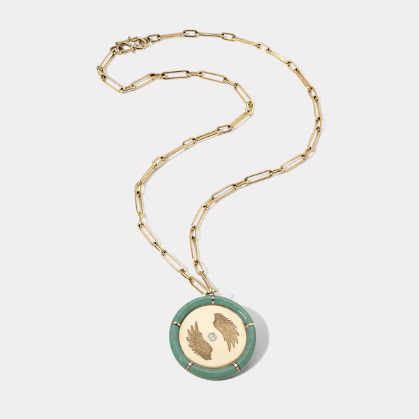 Retrouvai Green Turquoise Bravery Pendant On 18" Handmade Chain