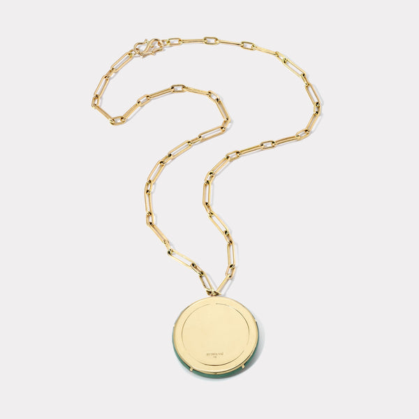 Retrouvai Green Turquoise Bravery Pendant On 18" Handmade Chain