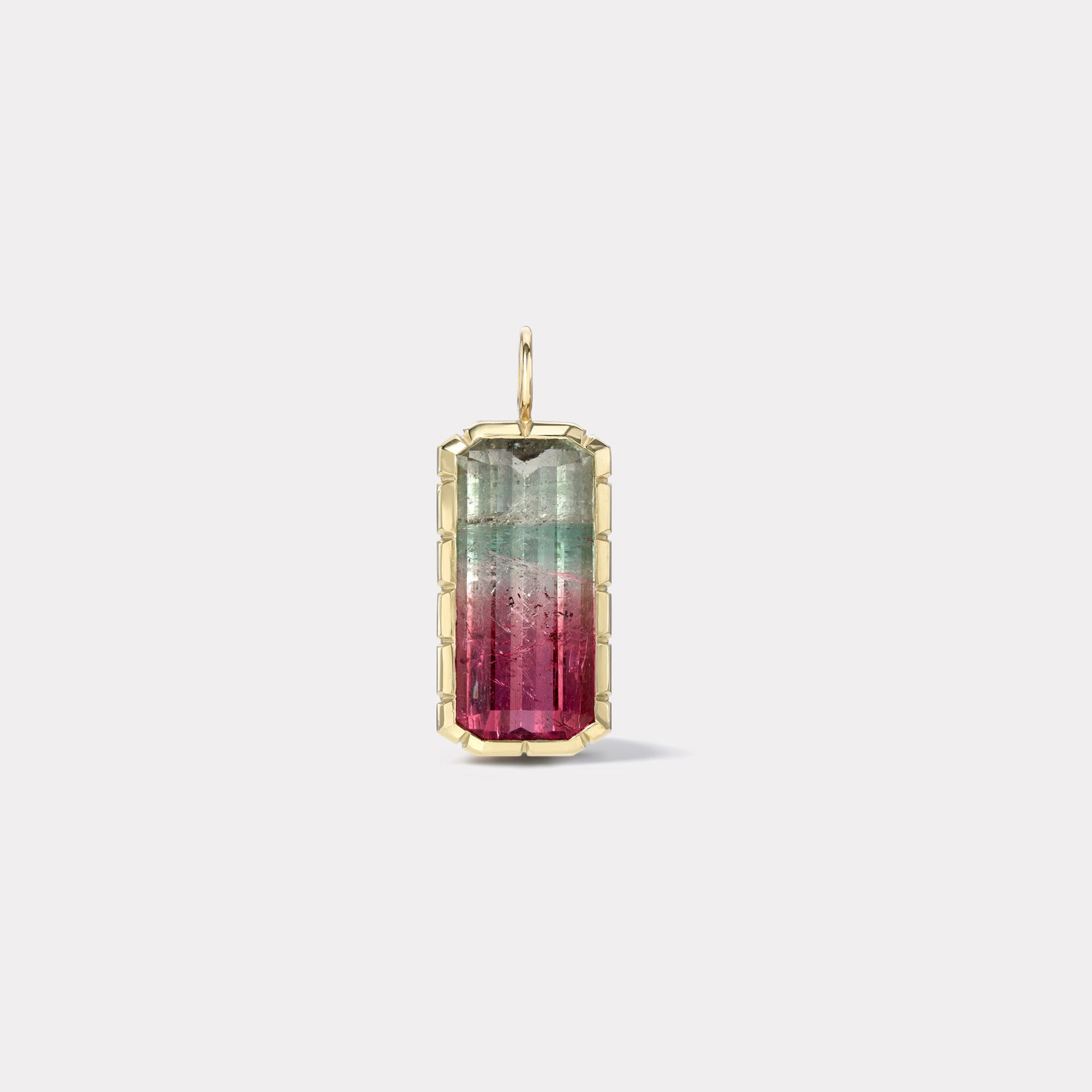 retrouvai Heirloom Bezel Elongated Bi-Color Tourmaline Charm