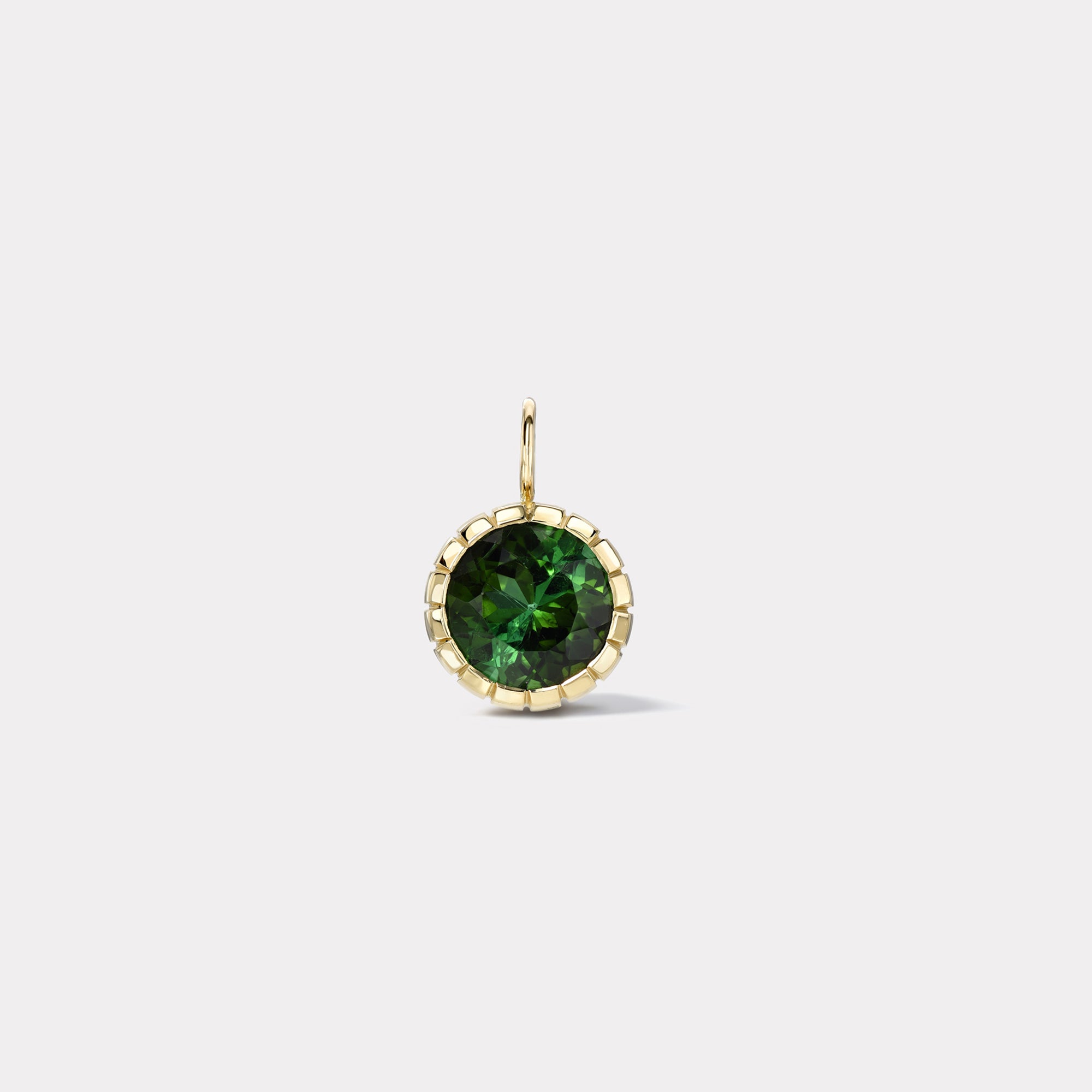 retrouvai Heirloom Bezel Round Green Tourmaline Charm