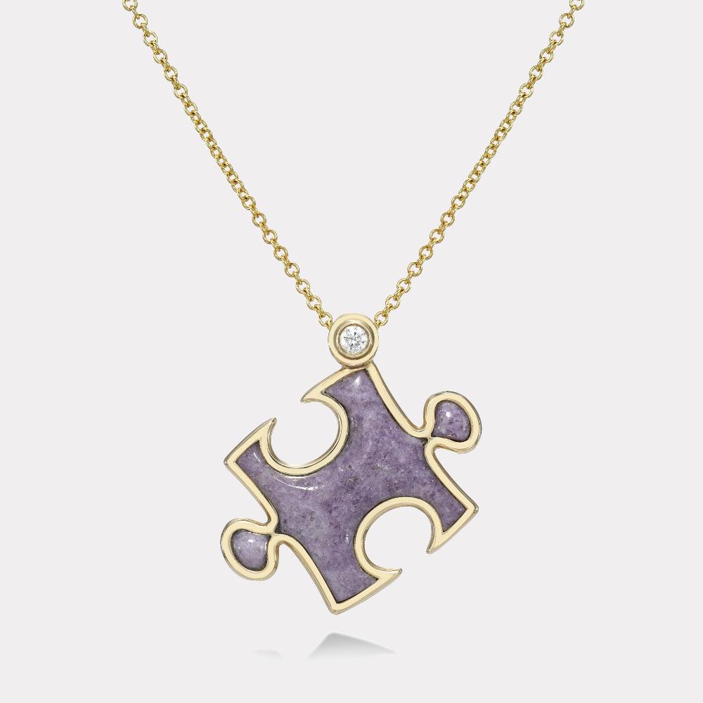 retrouvai Inlay Impetus Puzzle Pendant in Lepidolite