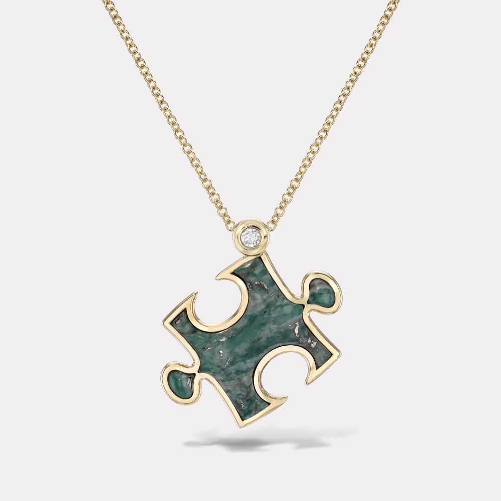 retrouvai Inlay Impetus Puzzle Pendant in Serpentine