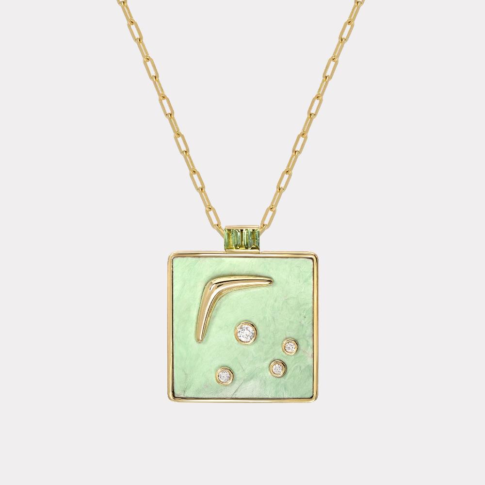 retrouvai Karma Pendant with Green Turquoise and Green Tourmaline