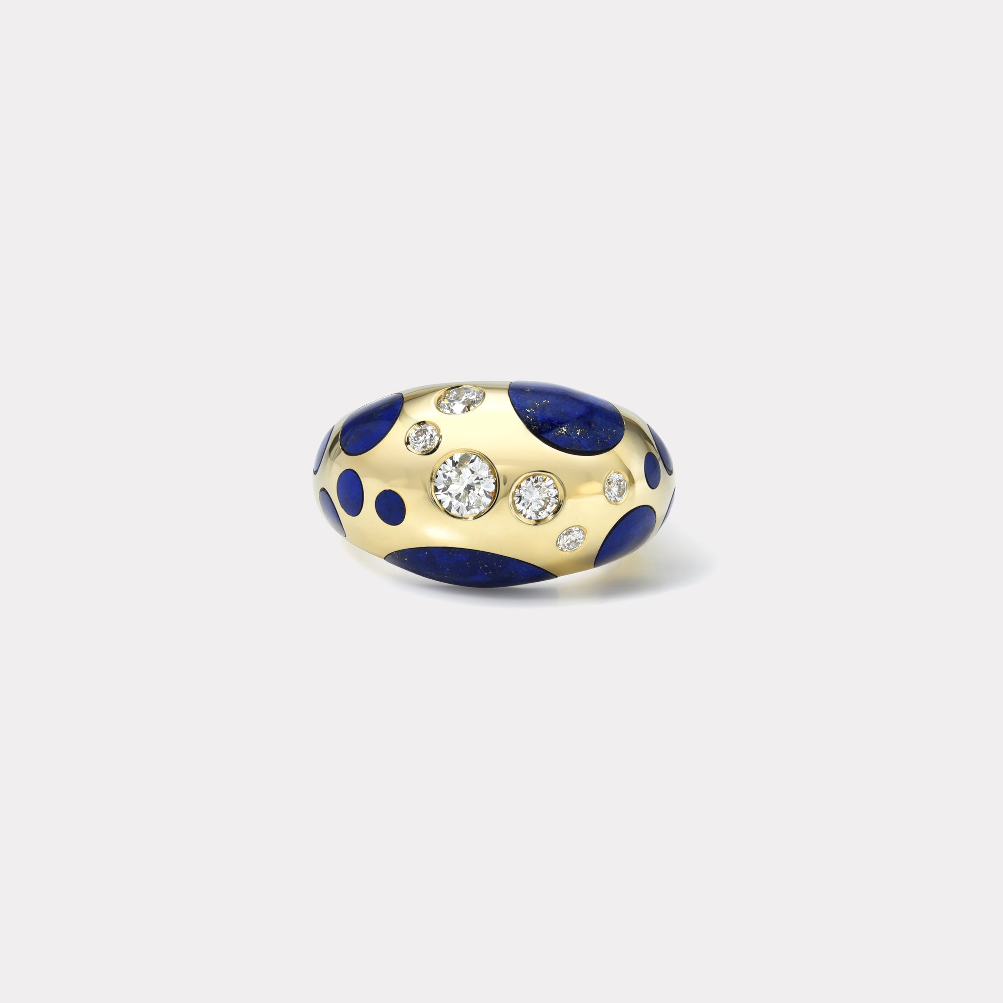 retrouvai Large Polka Dot Lapis Bombe Ring with .58ct Diamonds