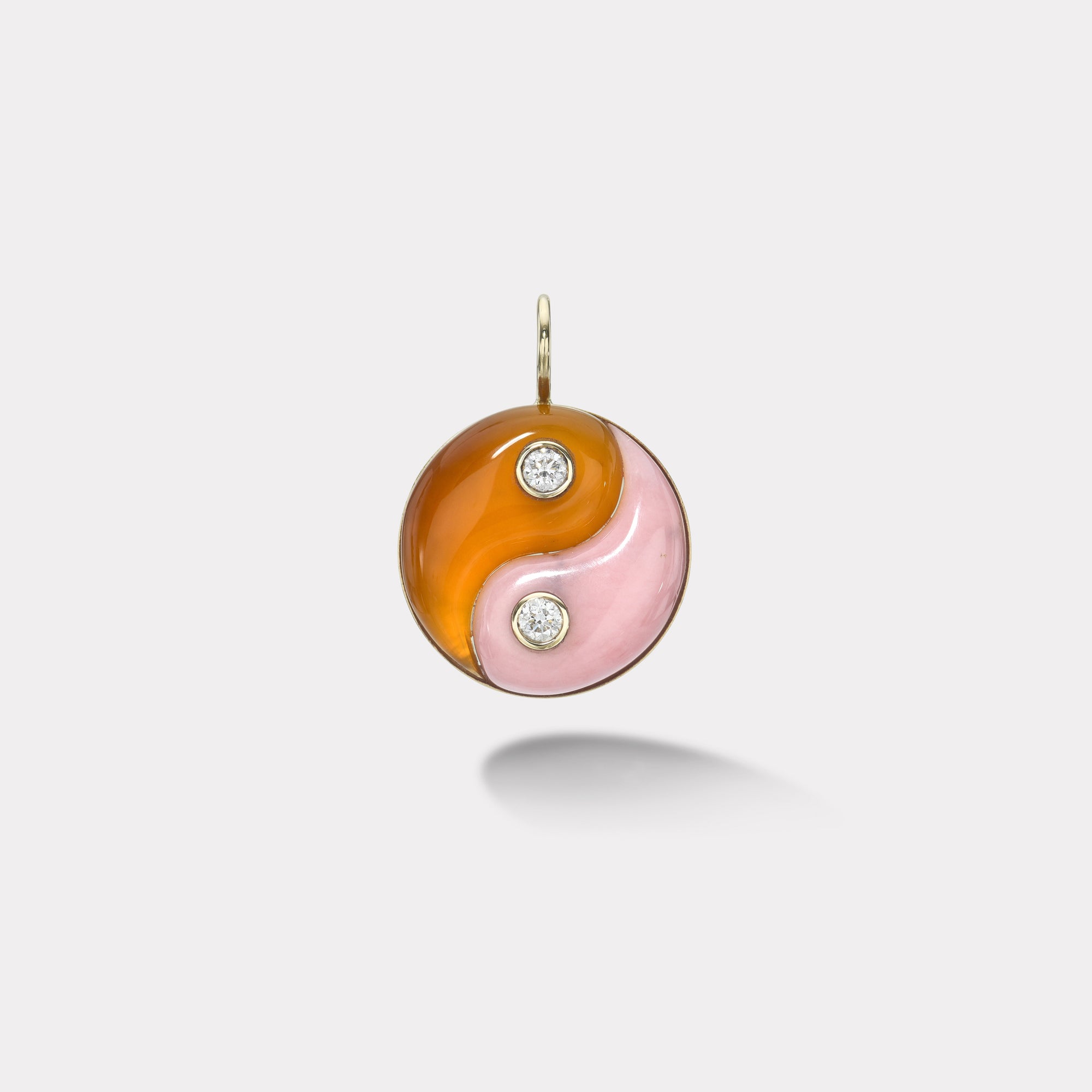 retrouvai Light Carnelian and Pink Opal Double Stone Yin Yang Charm