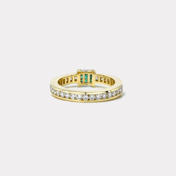 Retrouvai Magna Barrel Ring - Baguette Emeralds And Diamonds