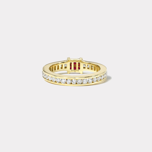 Retrouvai Magna Barrel Ring - Baguette Rubies And Diamonds