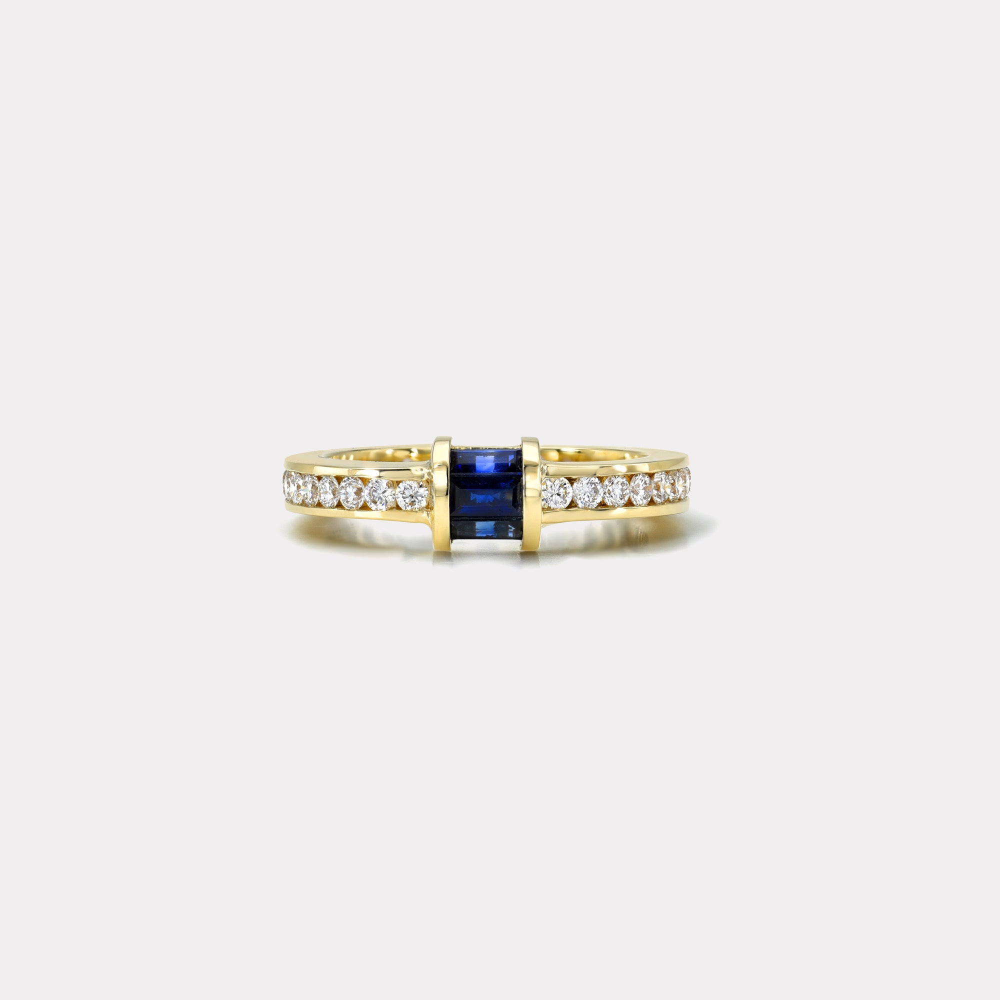 retrouvai Magna Barrel Ring - Baguette Sapphires and Diamonds