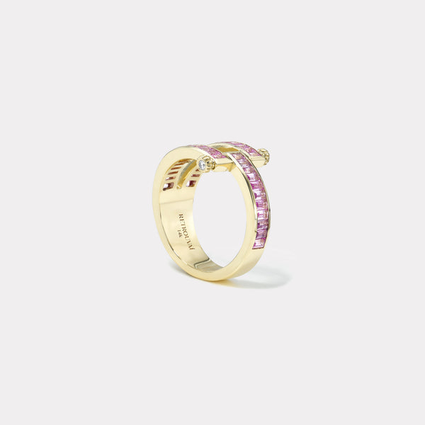 Retrouvai Magna Ring With Baguette Cut Pink Sapphires