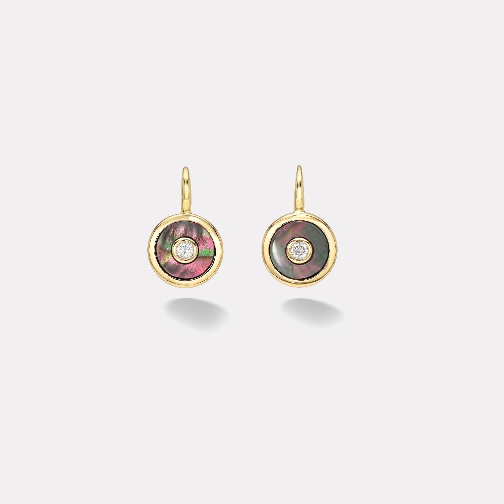 retrouvai Midi Compass Hook Earrings with Dark Mother of Pearl retrouvai Midi Compass Hook Earrings with Dark Mother of Pearl