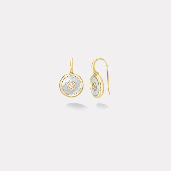 Retrouvai Midi Compass Hook Earrings With Mother Of Pearl