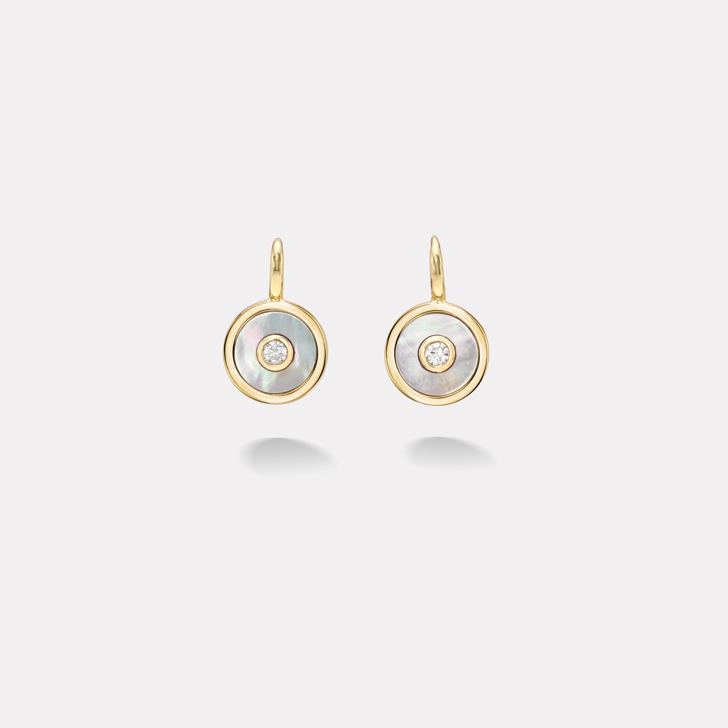retrouvai Midi Compass Hook Earrings with Mother of Pearl
