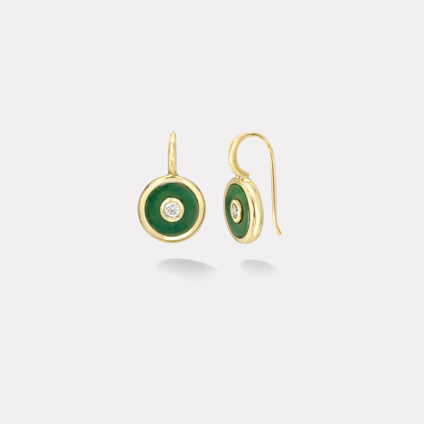 Retrouvai Midi Compass Hook Earrings With Nephrite Jade