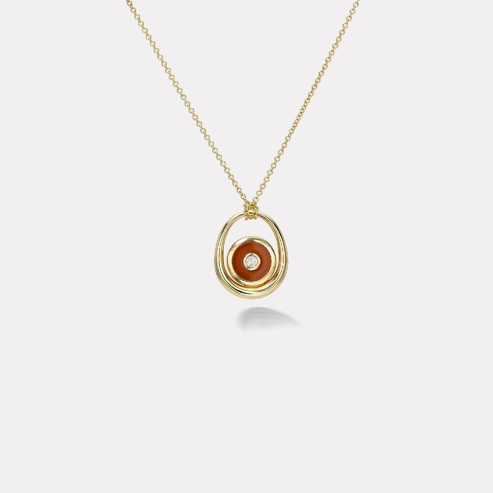 retrouvai Midi Compass Pendant with Carnelian Looped on 26" Thin Rolo retrouvai Midi Compass Pendant with Carnelian Looped on 26" Thin Rolo
