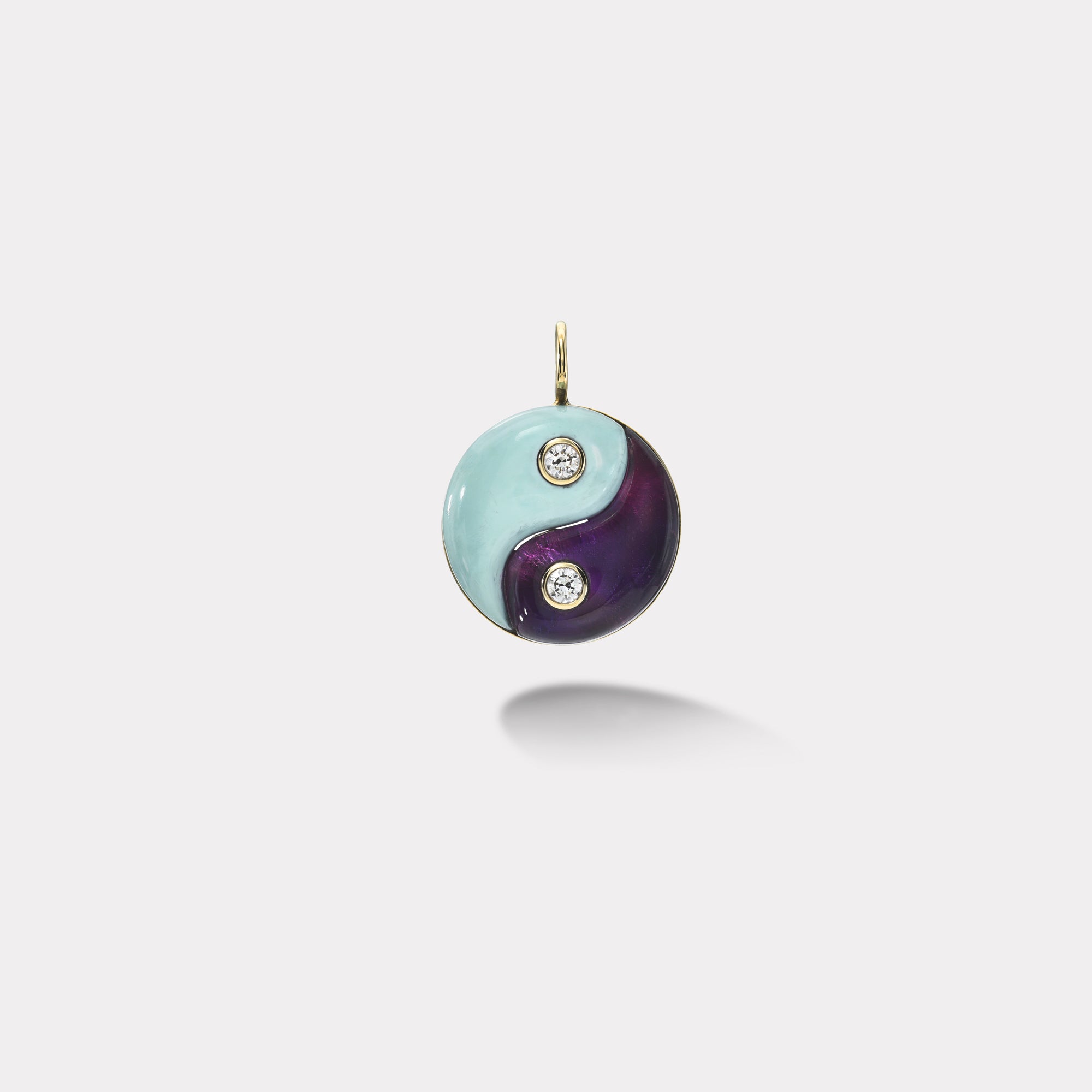 retrouvai Milky Turquoise and Amethyst Double Stone Yin Yang Charm