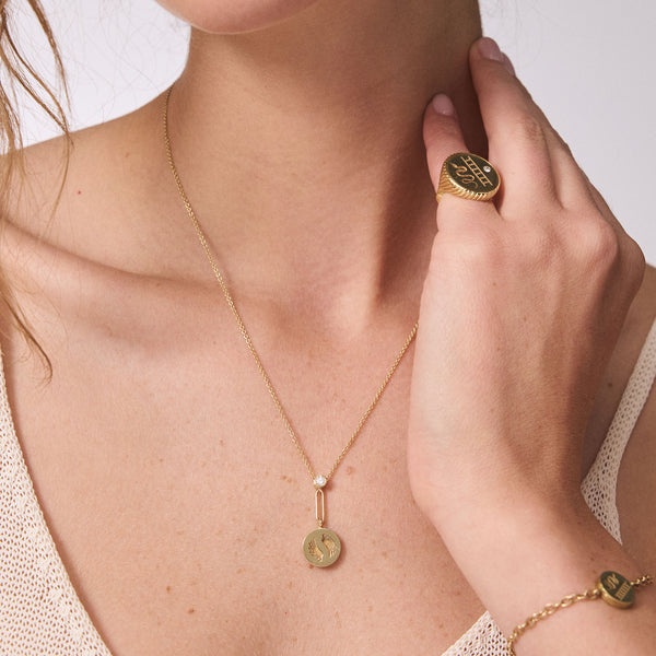 Retrouvai Mini Bravery Pendant On 18" Drop Loop Chain