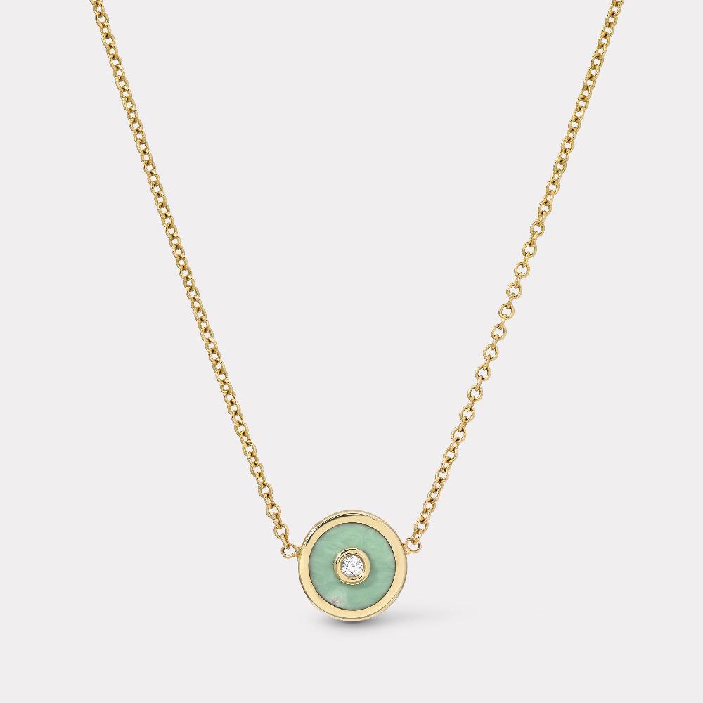 retrouvai Mini Compass Pendant with Green Turquoise