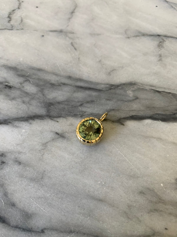Retrouvai Mint Green Tourmaline Heirloom Bezel Charm