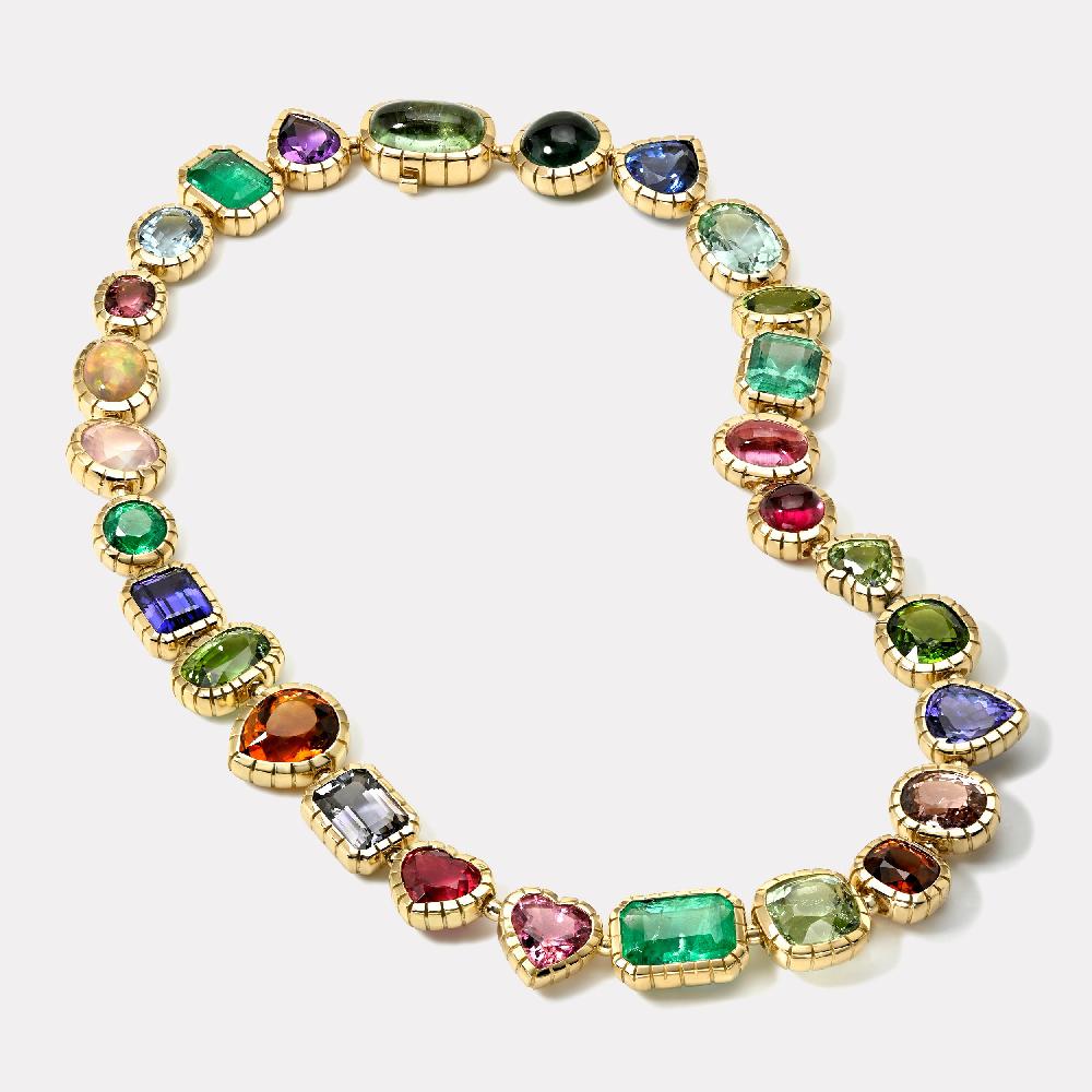 retrouvai Mixed Stone Heirloom Bezel Treasure Necklace