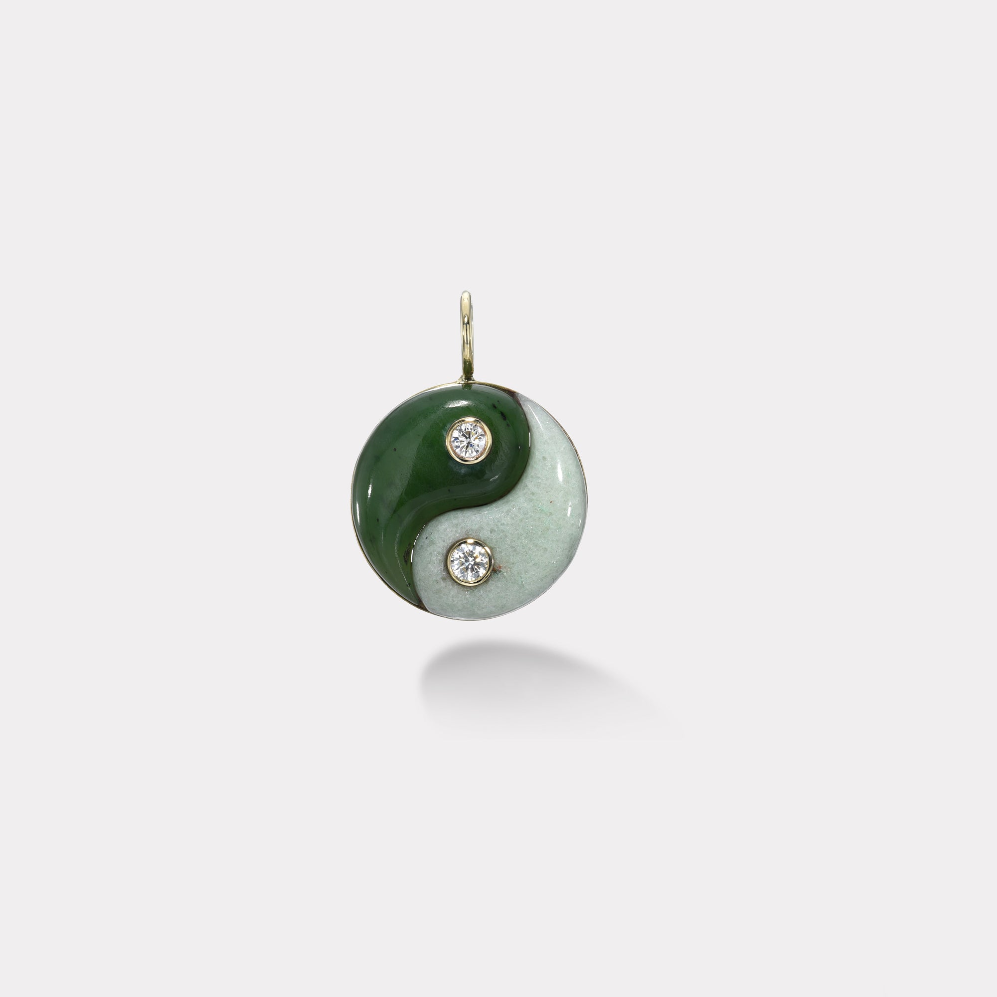retrouvai Nephrite Jade and Auventurine Double Stone Yin Yang Charm