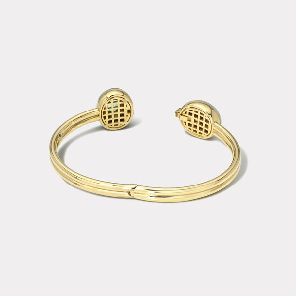 Retrouvai Paraiba White Quartz And Peruvian Opal Double Lollipop Bracelet