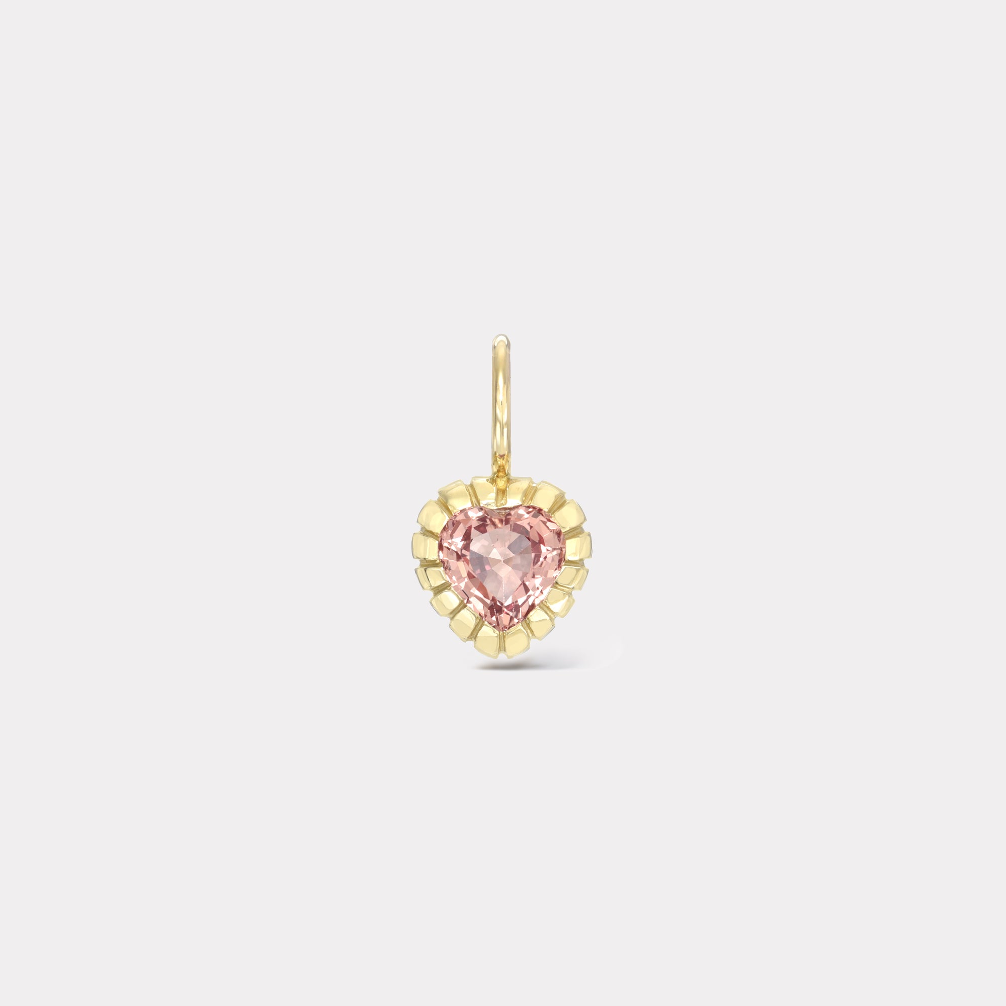 retrouvai Peachy Pink Sapphire Heart Heirloom Bezel Charm