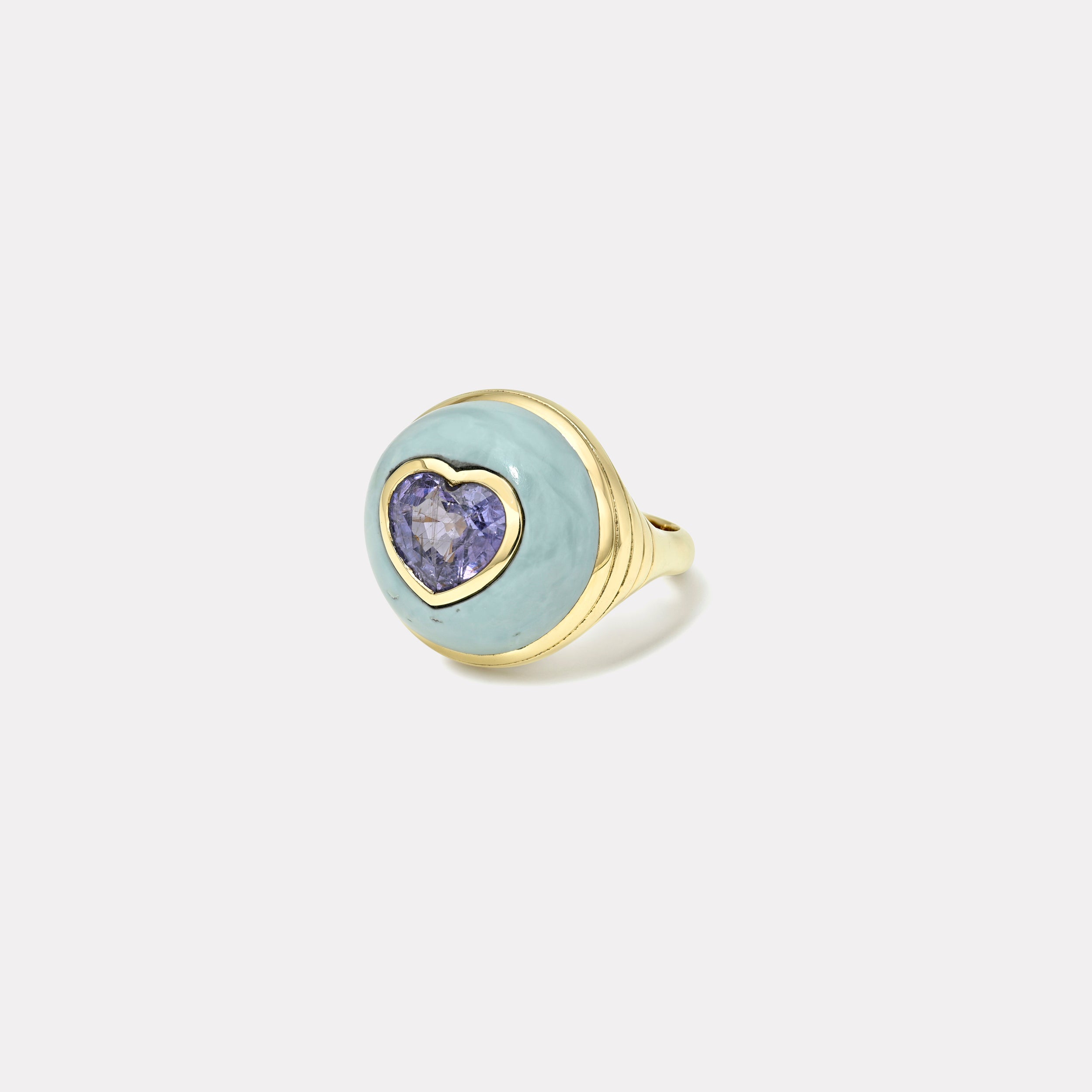 retrouvai Petite Lollipop Ring - 3.5ct Heart Lavender Blue Sapphire in Turquoise