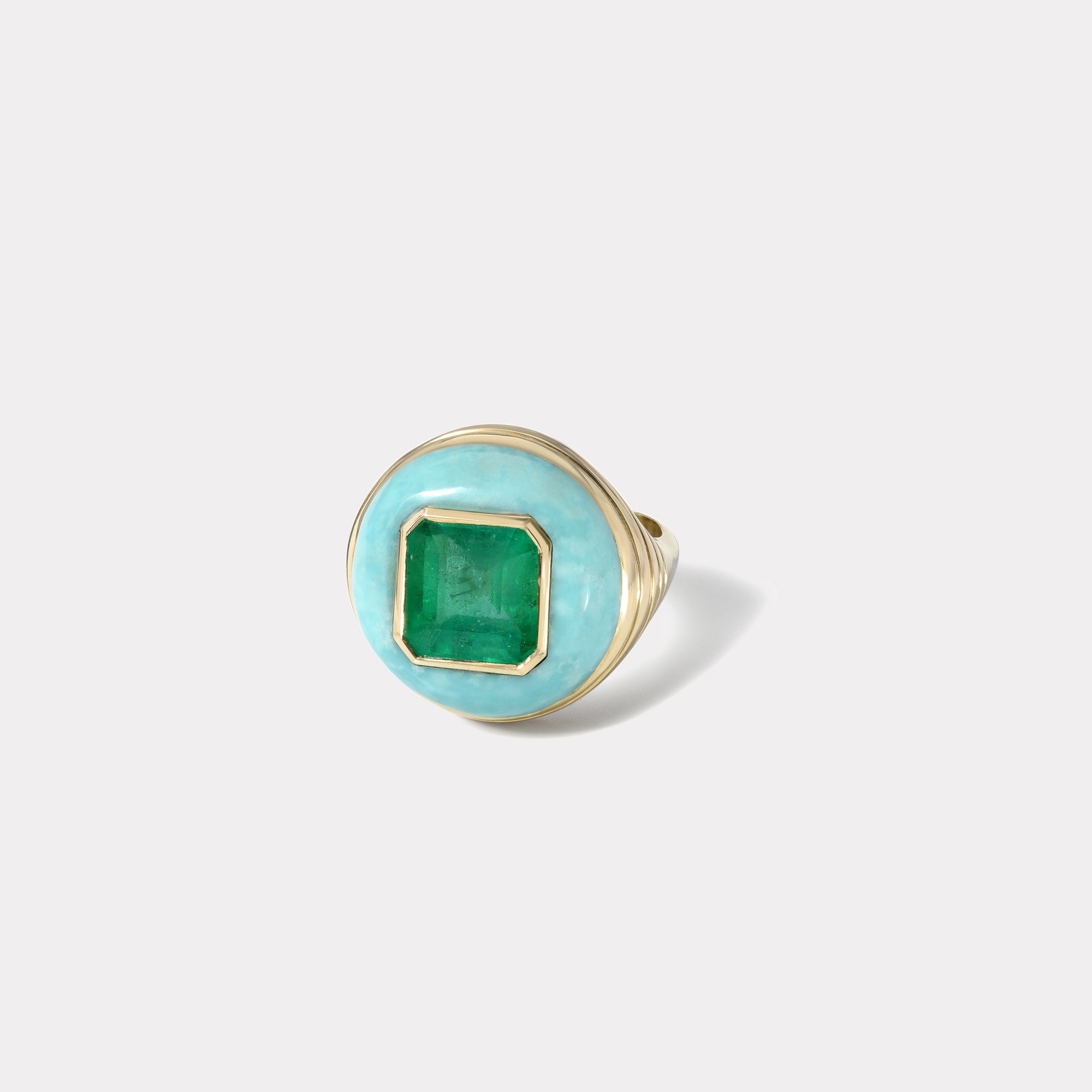 retrouvai Petite Lollipop Ring - Emerald in Hand Carved Chrysoprase
