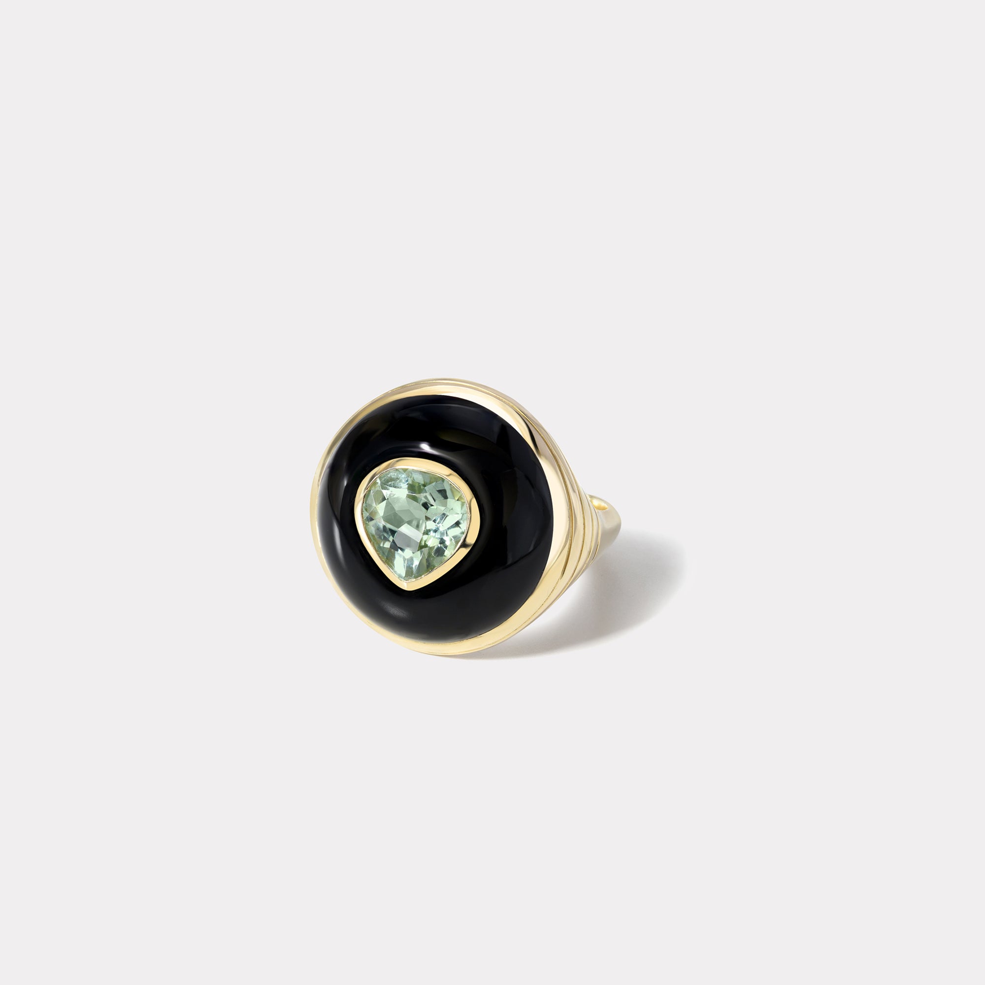 retrouvai Petite Lollipop Ring - Green Tourmaline in Hand Carved Onyx