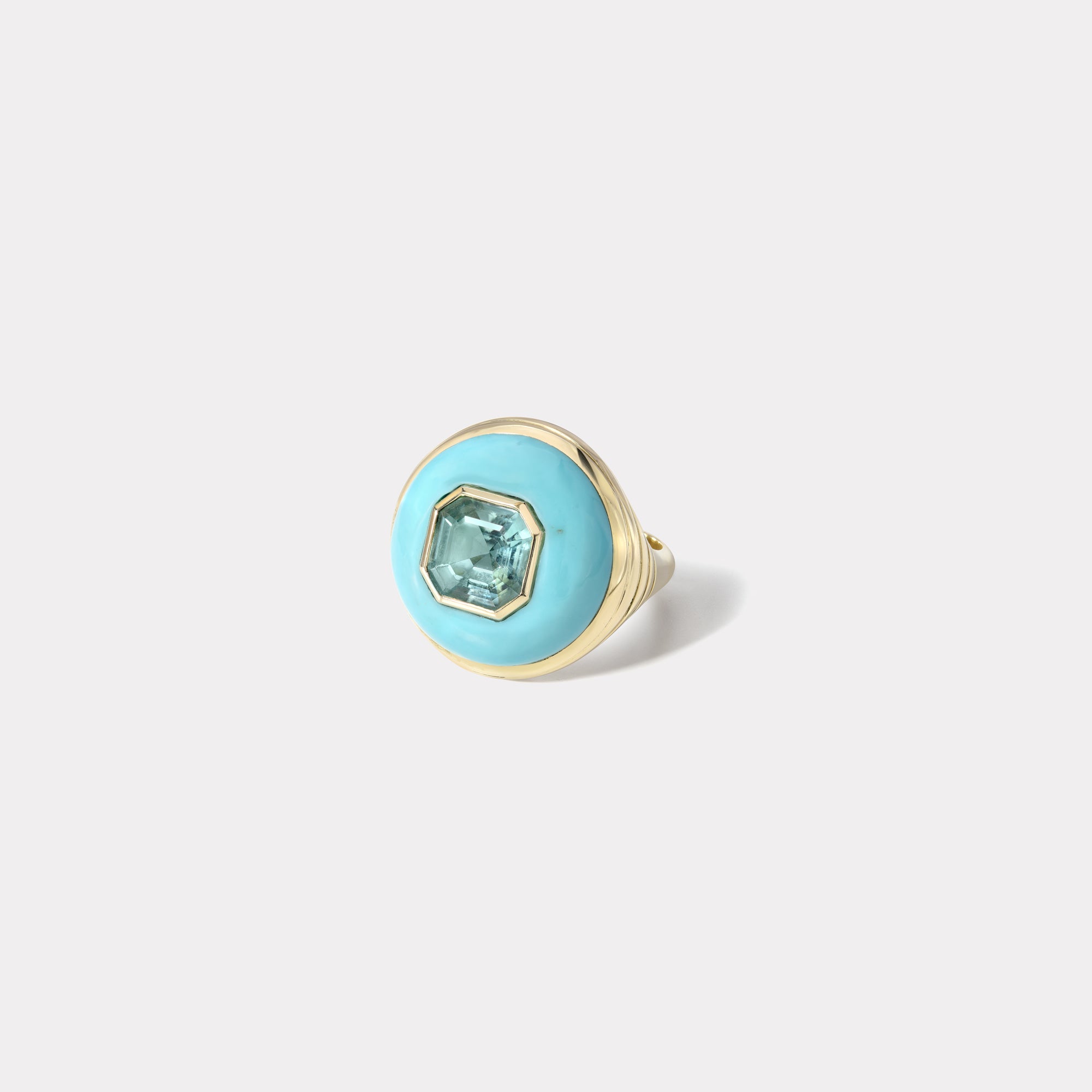 retrouvai Petite Lollipop Ring - Mint Green Tourmaline in Hand Carved Turquoise