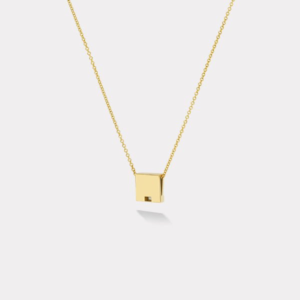 Retrouvai Petite Matchbook Pendant With .05ct Baguette Diamond