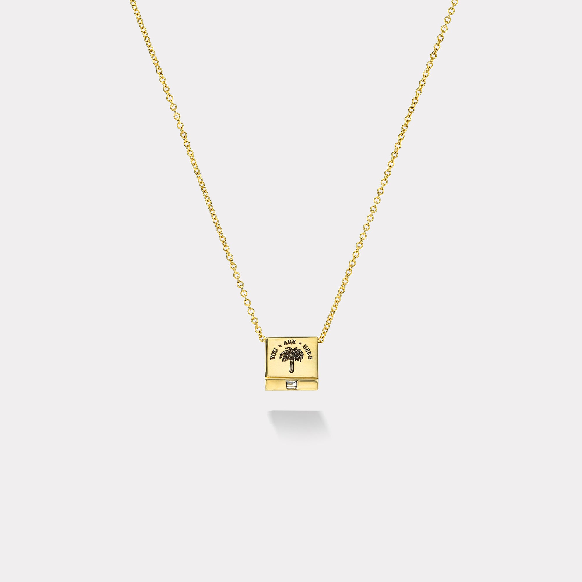 retrouvai Petite Matchbook Pendant with .05ct Baguette Diamond