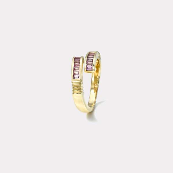 Retrouvai Petite Pink Sapphire Baguette Buckle Ring