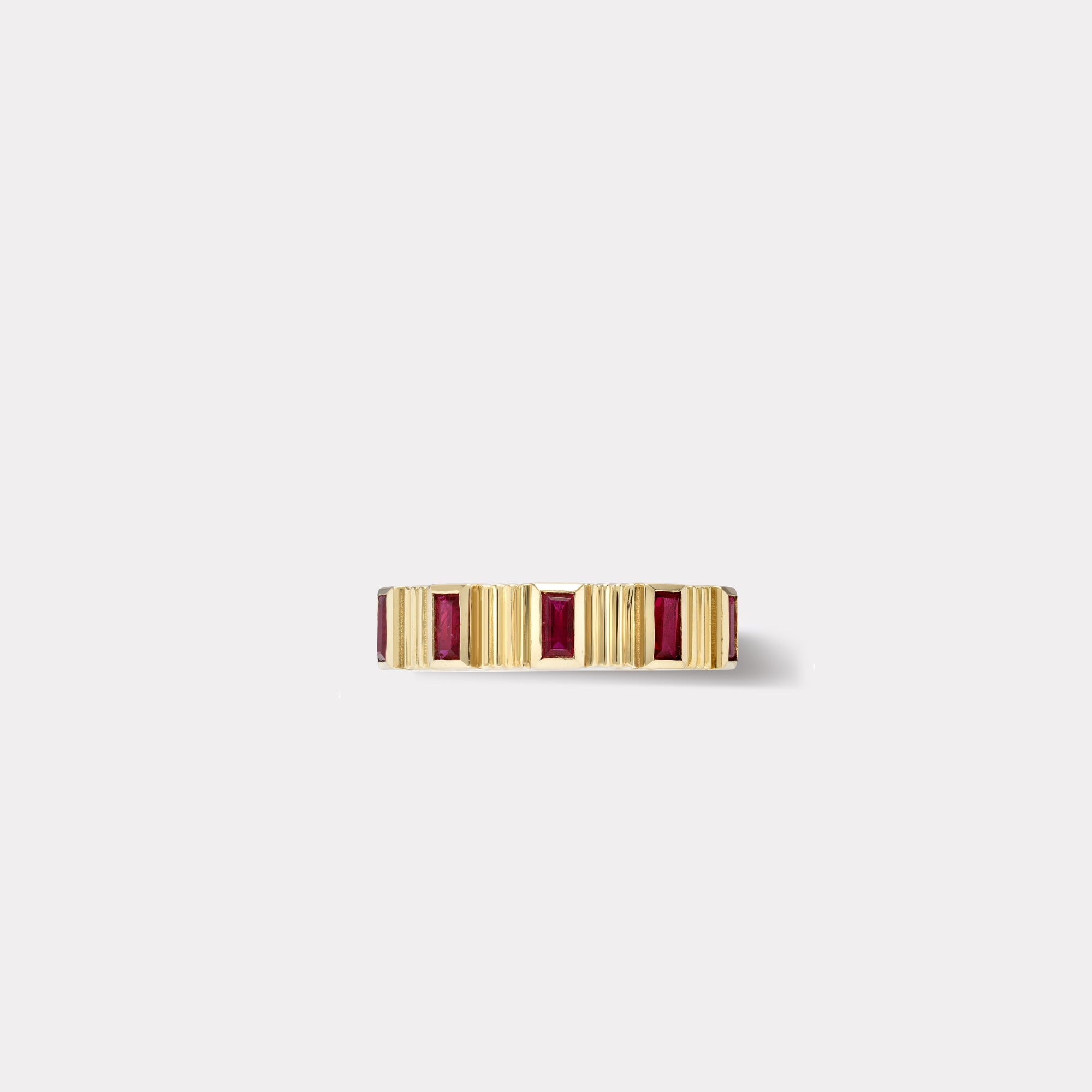retrouvai Pleated Five Stone Band - Baguette Cut Rubies
