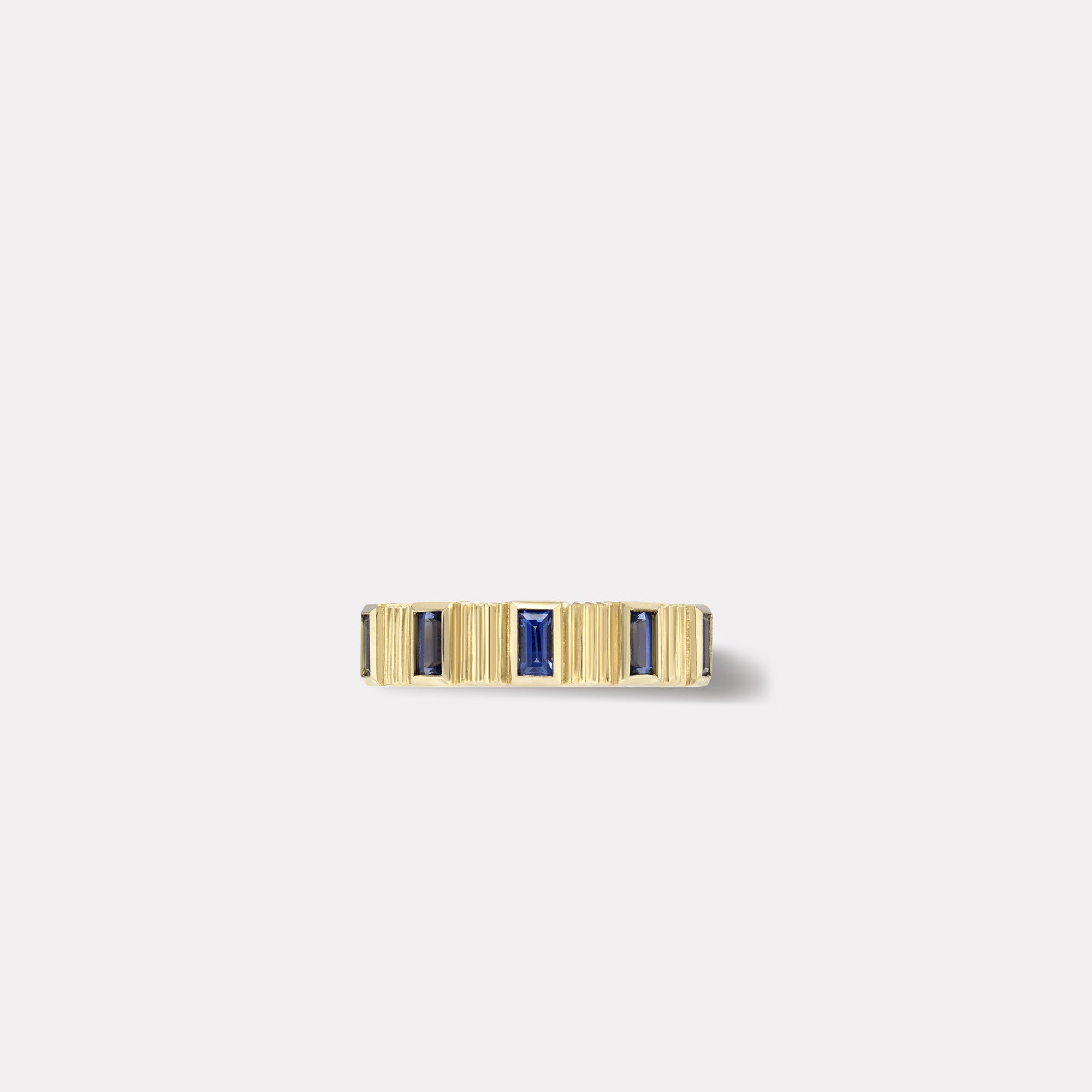 retrouvai Pleated Five Stone Band - Baguette Cut Sapphires