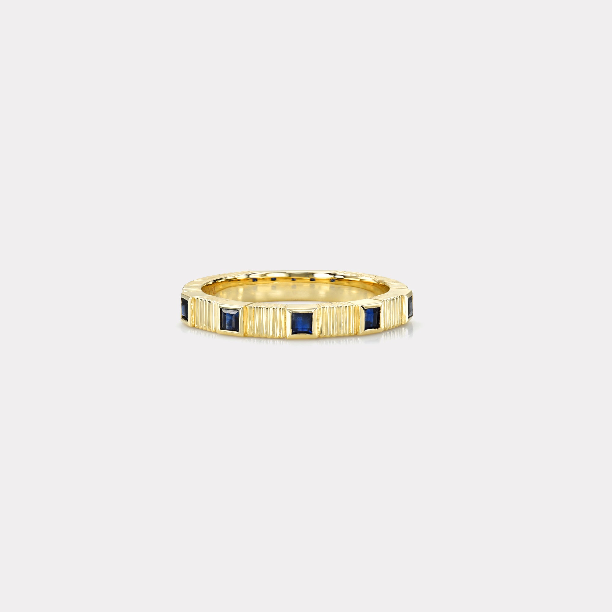 retrouvai Pleated Five Stone Band - Carre Cut Sapphires