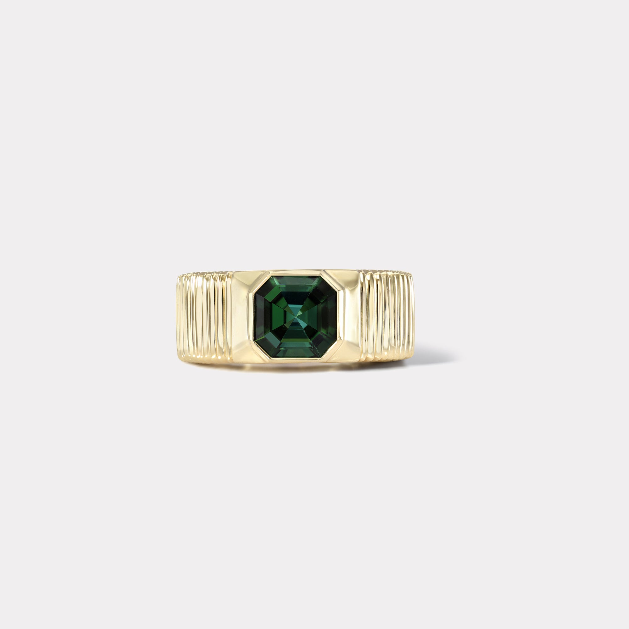 retrouvai Pleated Solitaire Band - 2.12ct Forest Green Tourmaline