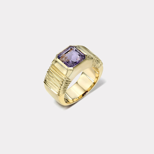Retrouvai Pleated Solitaire Band - 3.04ct Purple Sapphire