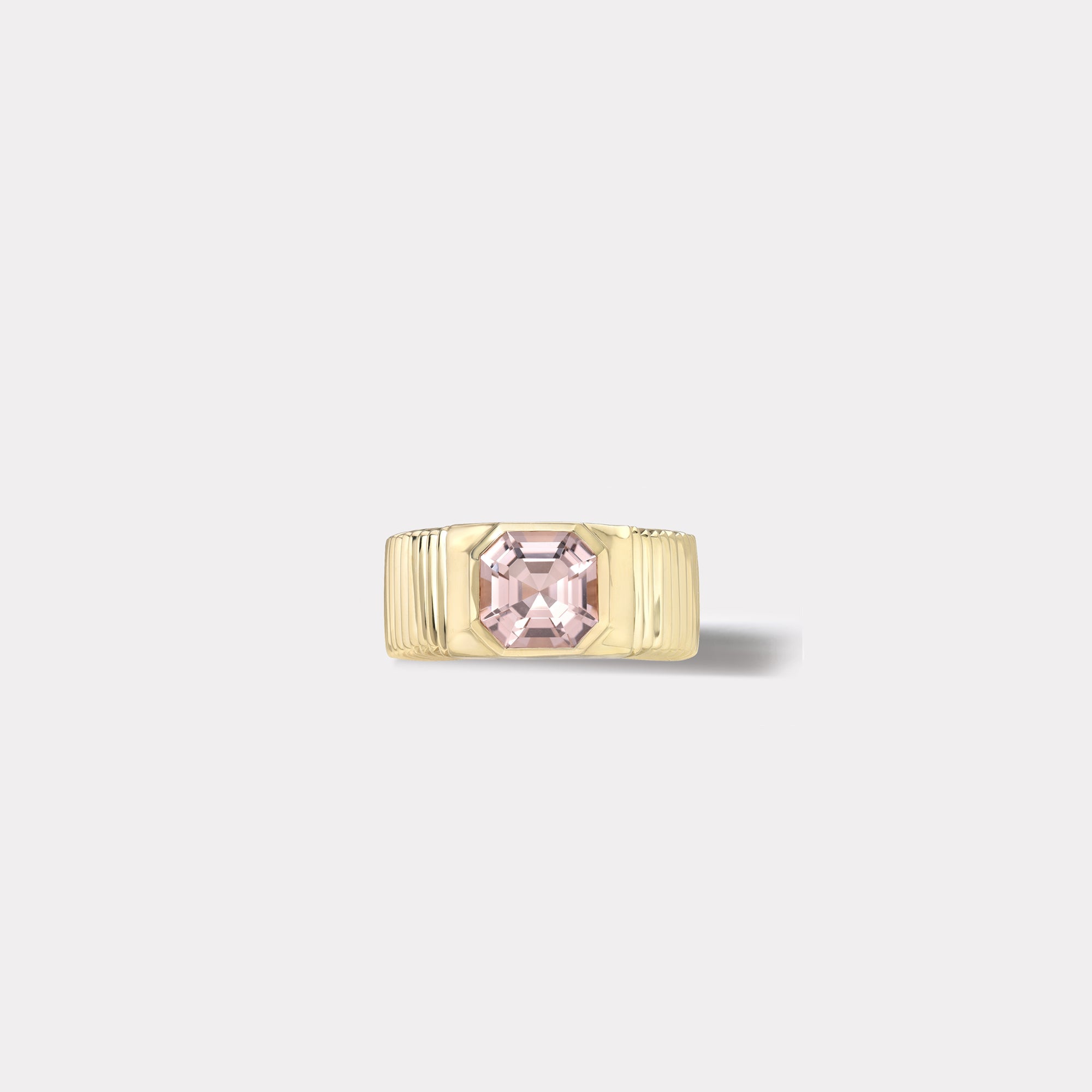 retrouvai Pleated Solitaire Ring - 2.31ct Asscher Cut Morganite