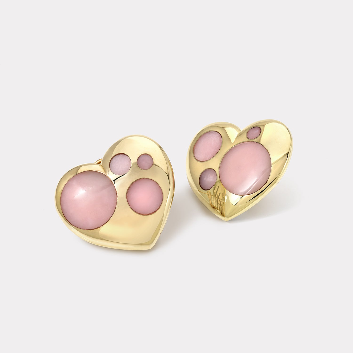 retrouvai Polka Dot Oversized Heart Earrings - Pink Opal