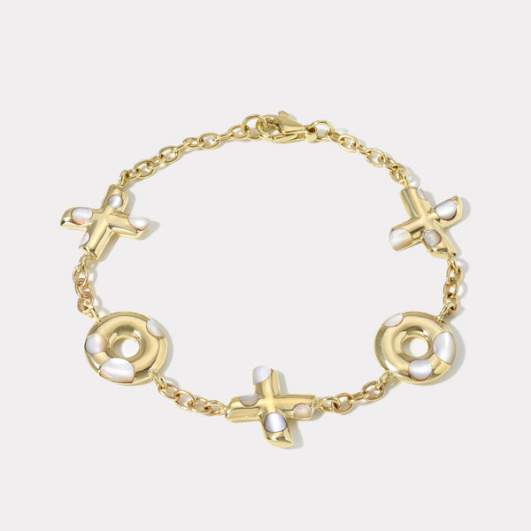 Retrouvai Polka Dot XO Bracelet - White Mother Of Pearl
