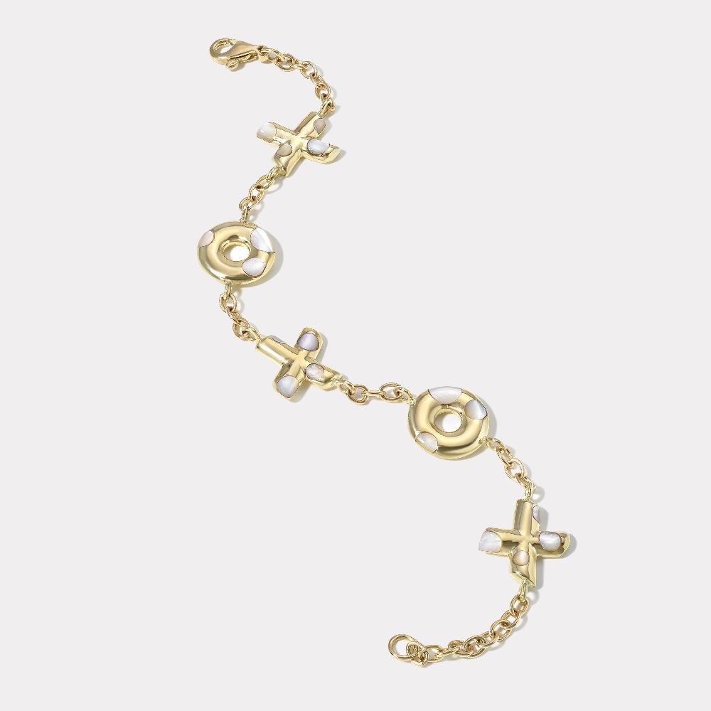 retrouvai Polka Dot XO Bracelet - White Mother of Pearl
