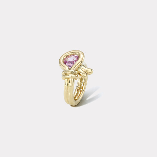 Retrouvai 1.06ct Pear Pink Sapphire Loop Ring