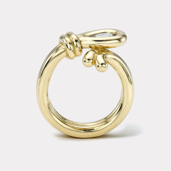 Retrouvai 1.32ct Pear Green Sapphire Loop Ring