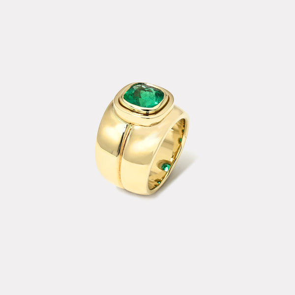 Retrouvai 1.72ct Cushion Emerald Bounce Cigar Band